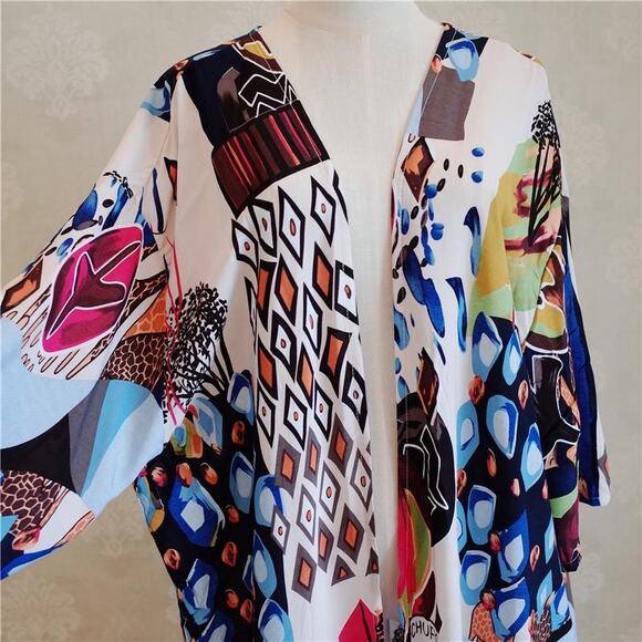 Kimono duster coverup Swahili Majivuno hayafai, “greed is never useful” tribal - Picture 6 of 10